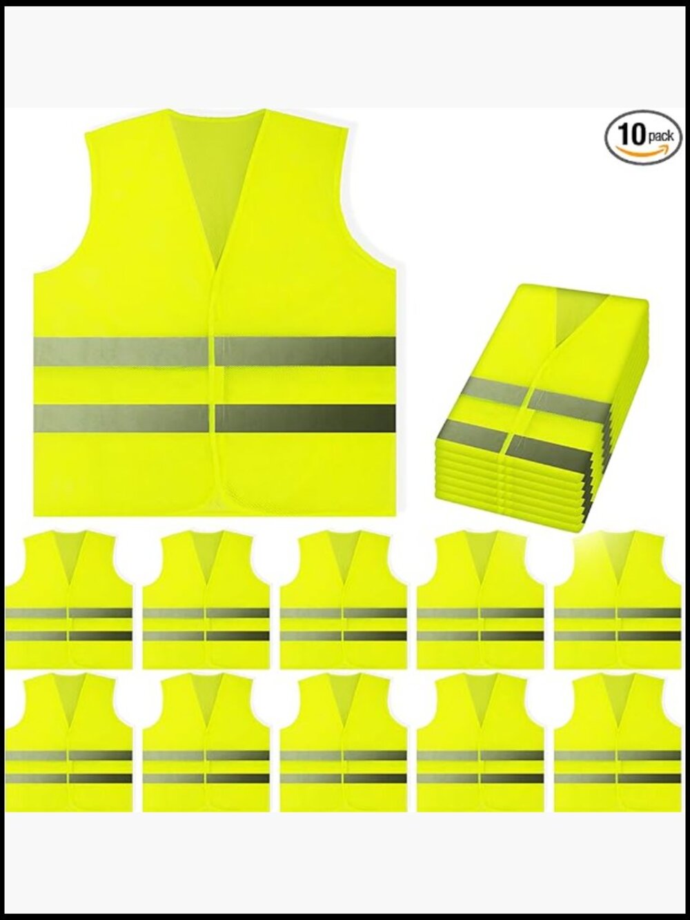 Polyester Safety Vest with Reflective Strips, Velcro Closure, Utility Pocket